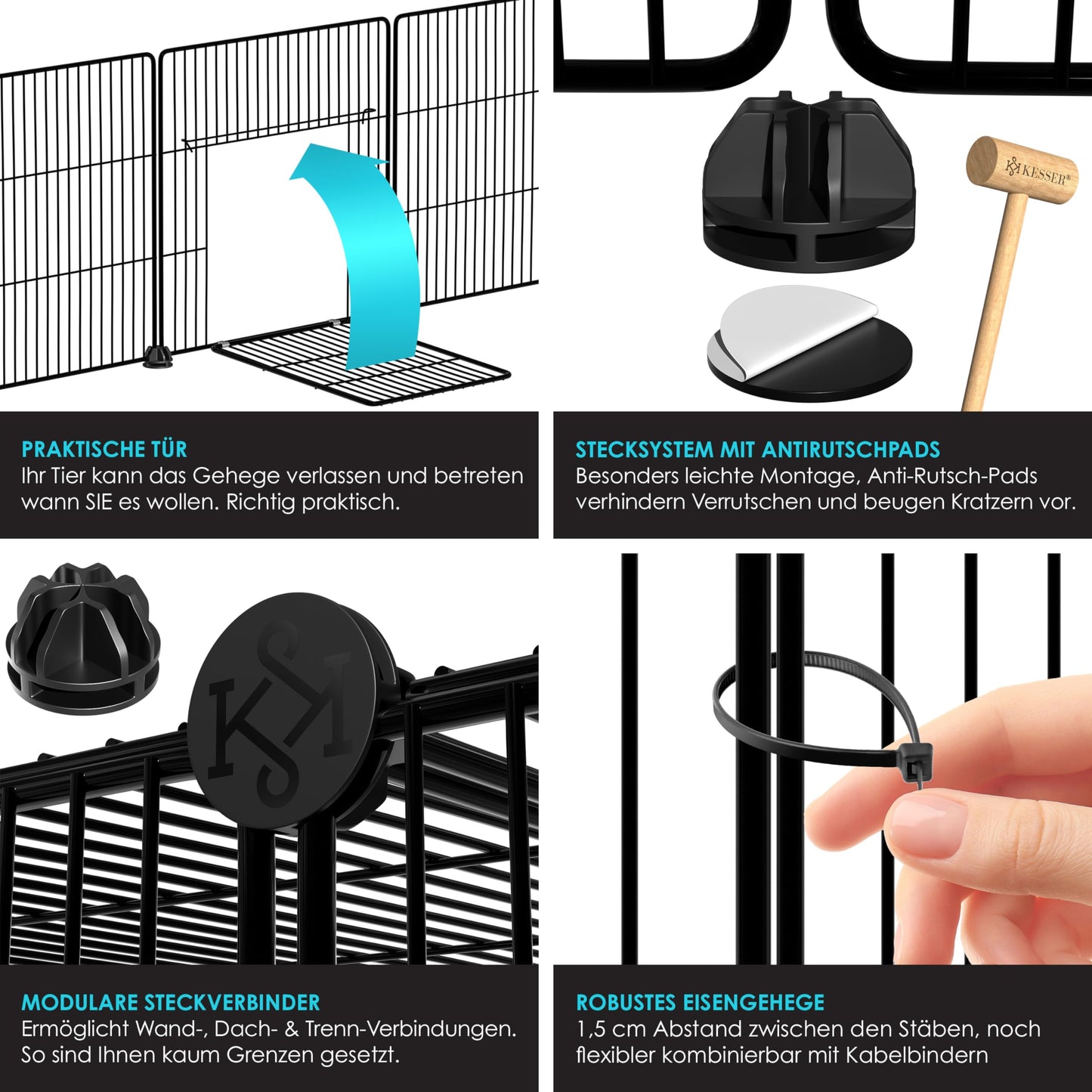 KESSER® Freigehege Gittergehege für Kaninchen aus Metallgitter XXL inkl. Tür Kleintiergehege Meerschweinchen Gehege Freilauf, Kleintierkäfig Laufgitter Hasenstall für Innen - draußen