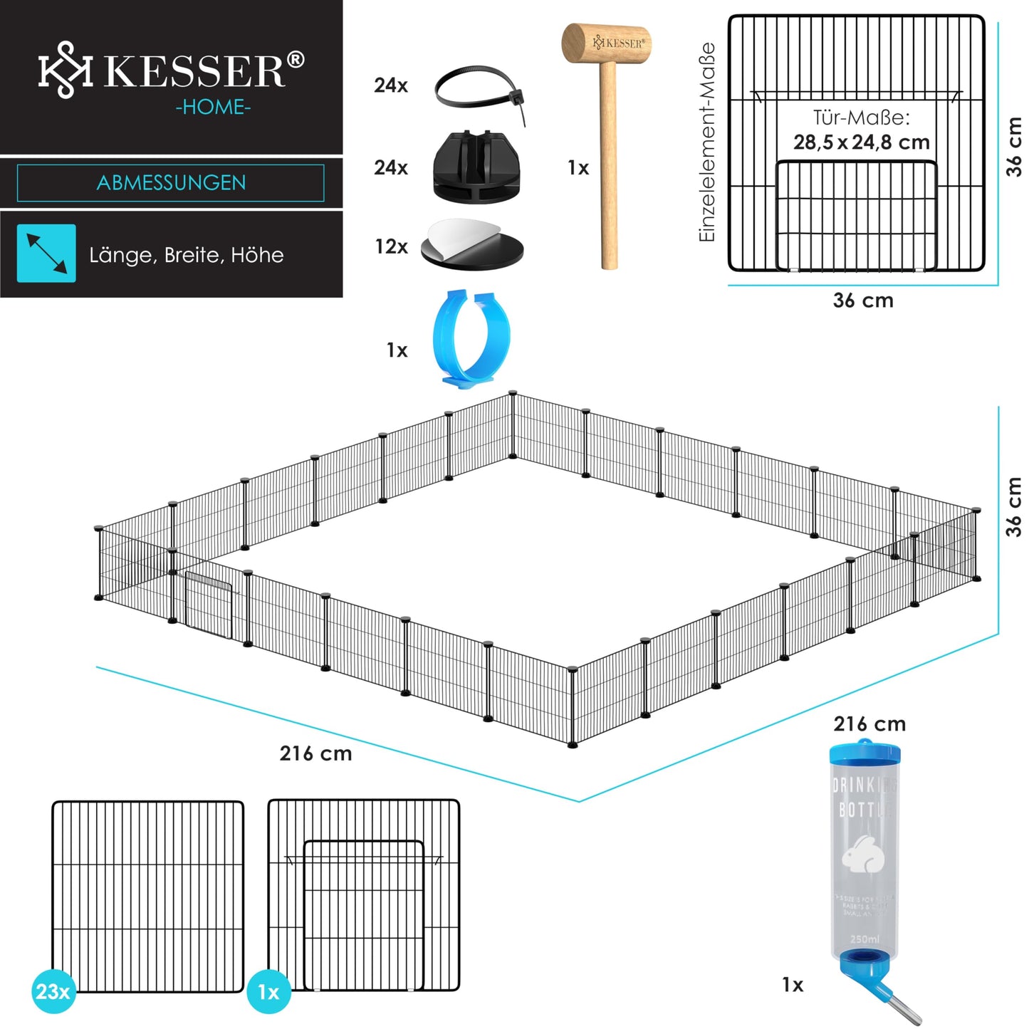 KESSER® Freigehege Gittergehege für Kaninchen aus Metallgitter XXL inkl. Tür Kleintiergehege Meerschweinchen Gehege Freilauf, Kleintierkäfig Laufgitter Hasenstall für Innen - draußen