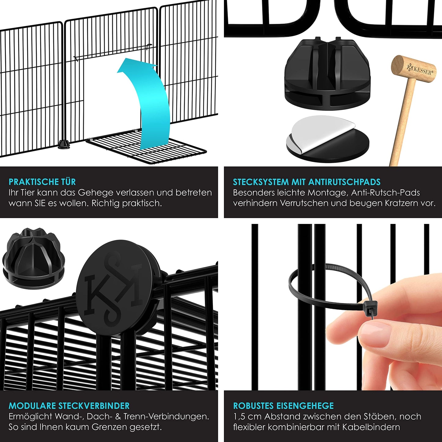 KESSER® Freigehege Gittergehege für Kaninchen aus Metallgitter XXL inkl. Tür Kleintiergehege Meerschweinchen Gehege Freilauf, Kleintierkäfig Laufgitter Hasenstall für Innen - draußen