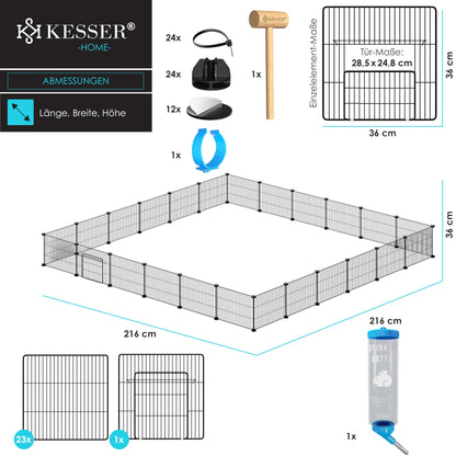 KESSER® Freigehege Gittergehege für Kaninchen aus Metallgitter XXL inkl. Tür Kleintiergehege Meerschweinchen Gehege Freilauf, Kleintierkäfig Laufgitter Hasenstall für Innen - draußen