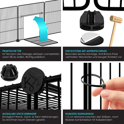 KESSER® Freigehege Gittergehege für Kaninchen aus Metallgitter XXL inkl. Tür Kleintiergehege Meerschweinchen Gehege Freilauf, Kleintierkäfig Laufgitter Hasenstall für Innen - draußen