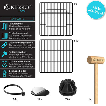 KESSER® Freigehege Gittergehege für Kaninchen aus Metallgitter XXL inkl. Tür Kleintiergehege Meerschweinchen Gehege Freilauf, Kleintierkäfig Laufgitter Hasenstall für Innen - draußen