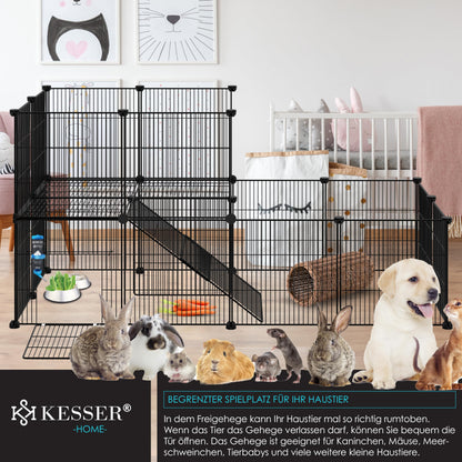 KESSER® Freigehege Gittergehege für Kaninchen aus Metallgitter XXL inkl. Tür Kleintiergehege Meerschweinchen Gehege Freilauf, Kleintierkäfig Laufgitter Hasenstall für Innen - draußen