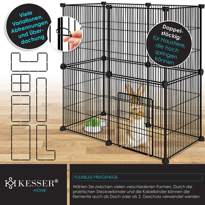KESSER® Freigehege Gittergehege für Kaninchen aus Metallgitter XXL inkl. Tür Kleintiergehege Meerschweinchen Gehege Freilauf, Kleintierkäfig Laufgitter Hasenstall für Innen - draußen