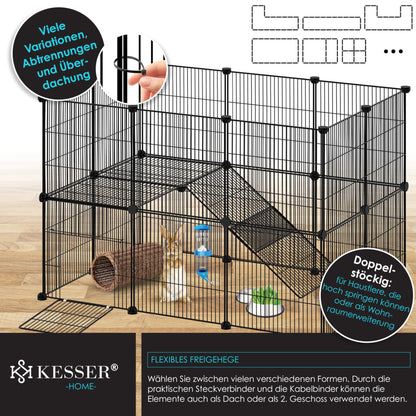 KESSER® Freigehege Gittergehege für Kaninchen aus Metallgitter XXL inkl. Tür Kleintiergehege Meerschweinchen Gehege Freilauf, Kleintierkäfig Laufgitter Hasenstall für Innen - draußen