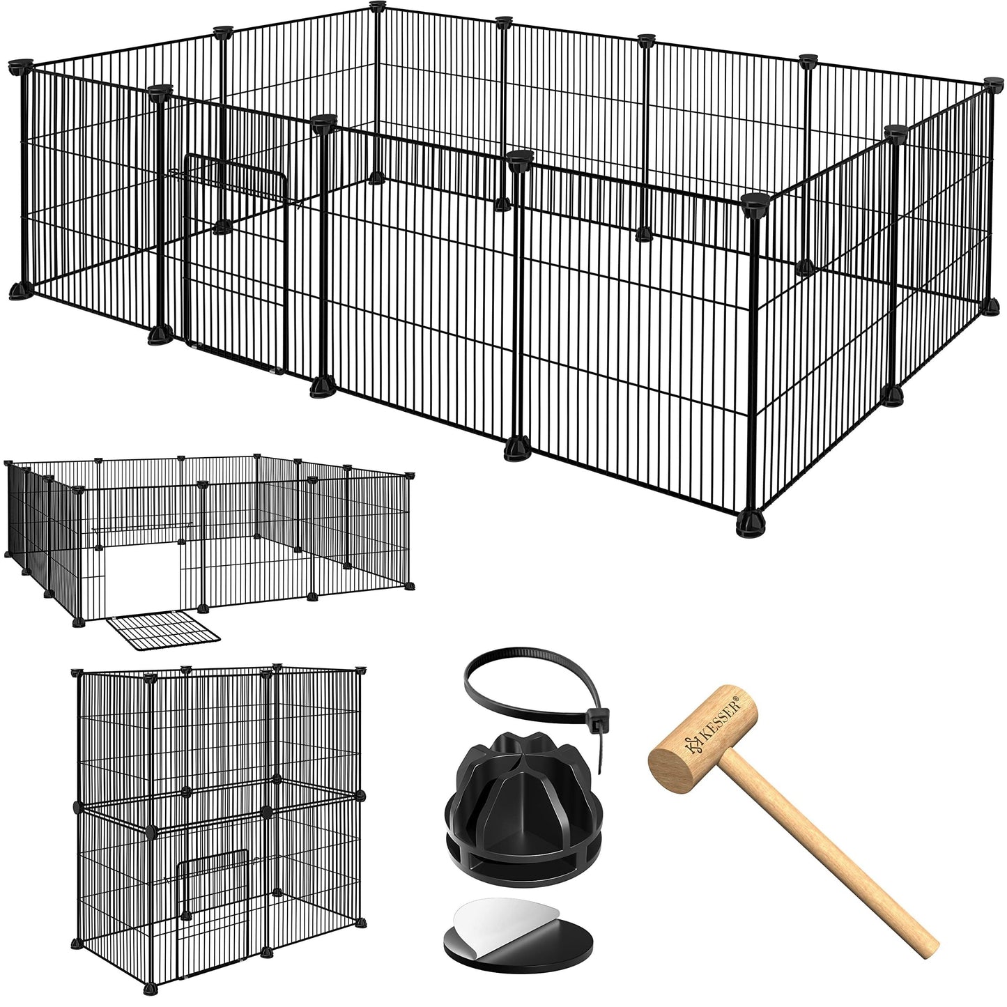 KESSER® Freigehege Gittergehege für Kaninchen aus Metallgitter XXL inkl. Tür Kleintiergehege Meerschweinchen Gehege Freilauf, Kleintierkäfig Laufgitter Hasenstall für Innen - draußen