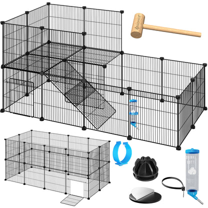 KESSER® Freigehege Gittergehege für Kaninchen aus Metallgitter XXL inkl. Tür Kleintiergehege Meerschweinchen Gehege Freilauf, Kleintierkäfig Laufgitter Hasenstall für Innen - draußen