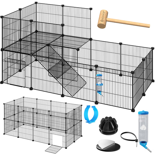 KESSER® Freigehege Gittergehege für Kaninchen aus Metallgitter XXL inkl. Tür Kleintiergehege Meerschweinchen Gehege Freilauf, Kleintierkäfig Laufgitter Hasenstall für Innen - draußen