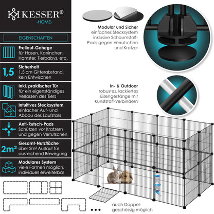 KESSER® Freigehege Gittergehege für Kaninchen aus Metallgitter XXL inkl. Tür Kleintiergehege Meerschweinchen Gehege Freilauf, Kleintierkäfig Laufgitter Hasenstall für Innen - draußen