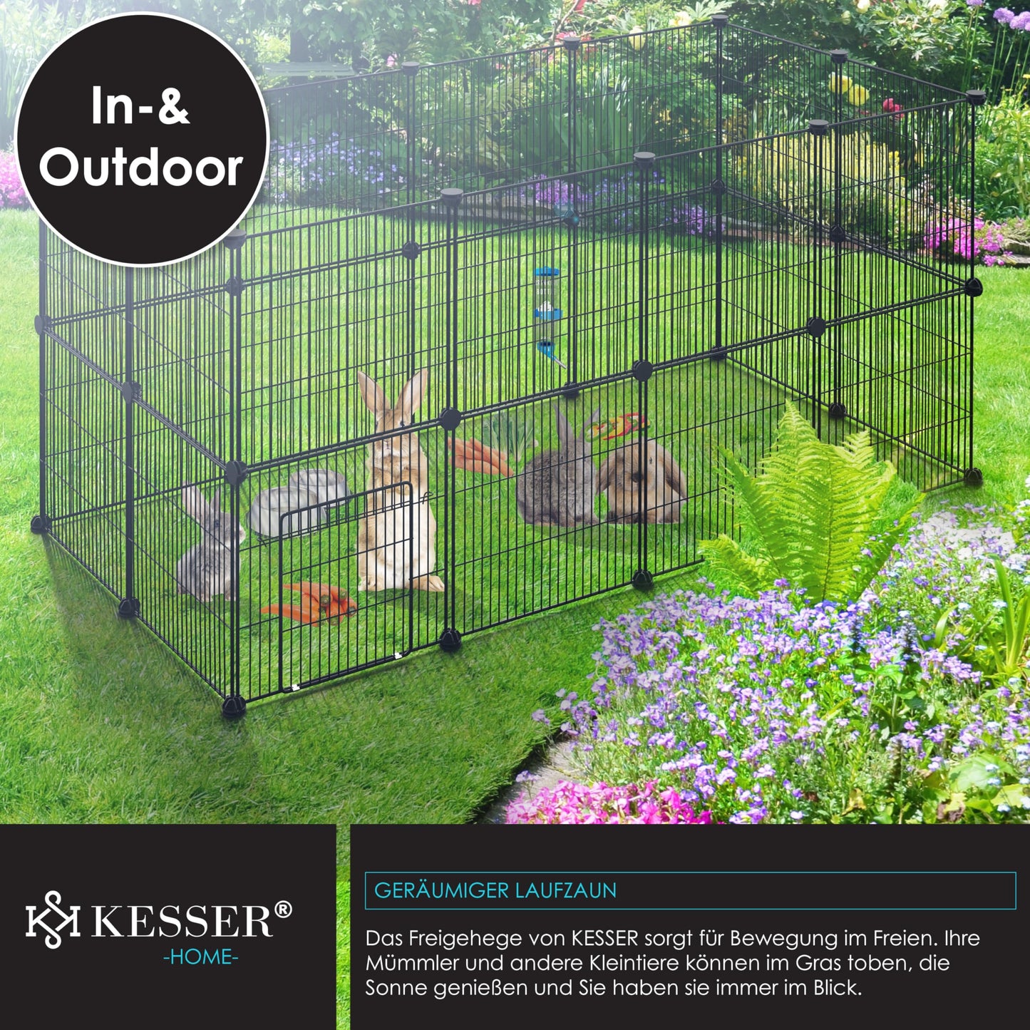 KESSER® Freigehege Gittergehege für Kaninchen aus Metallgitter XXL inkl. Tür Kleintiergehege Meerschweinchen Gehege Freilauf, Kleintierkäfig Laufgitter Hasenstall für Innen - draußen
