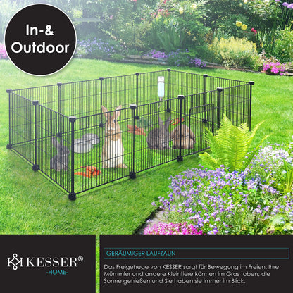 KESSER® Freigehege Gittergehege für Kaninchen aus Metallgitter XXL inkl. Tür Kleintiergehege Meerschweinchen Gehege Freilauf, Kleintierkäfig Laufgitter Hasenstall für Innen - draußen